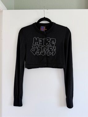 Heaven by Marc Jacobs Scribbly Logo Cardigan Black Metallic Cropped M